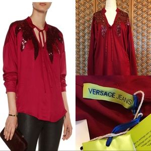 Versace Jeans Red Sequence Top Size IT 42